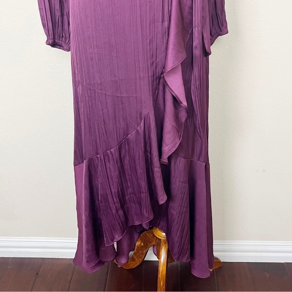 Anthropologie Maeve V-Neck Wrap‎ Raspberry Ruffle Maxi Dress - Picture 6 of 13